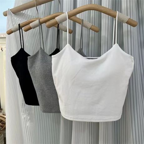 吊带背心女一体式固定杯抹胸性感打底美背无袖短款上衣带胸垫裹胸