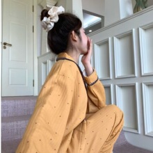 【俏曼诗】#冬季夹层睡衣高级感甜美波点长袖学生宽松家居服套装