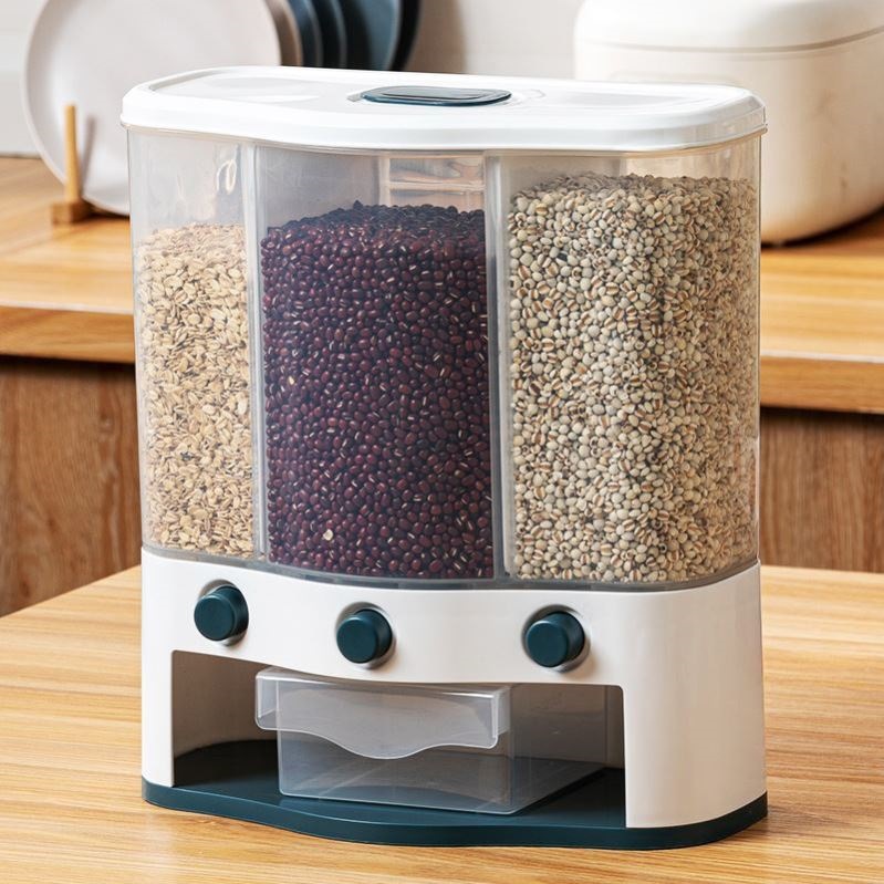 Rice Dispenser, Large Grain Container Storage Lid Measuring