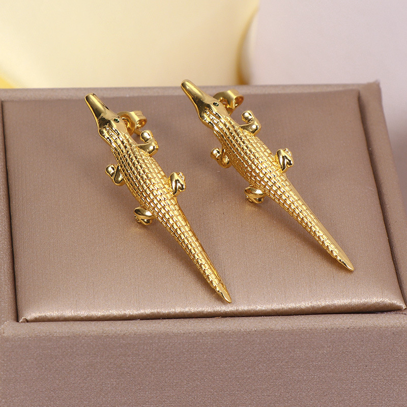 1 Pair IG Style Simple Style Animal Inlay Copper Zircon 18K Gold Plated Ear Studs display picture 6