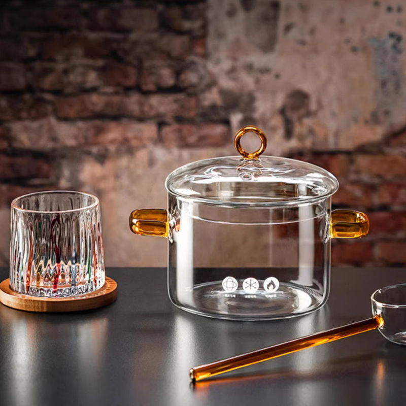 Wholesale Glass Sterilizer Pot, High Borosilicate Transparent with Lid, Tea Cup Washer, Electric Ceramic Stove Heating Glass Soup Pot, Instant Noodle Bowl