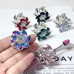 新款重工彩色水晶花瓣镶钻锆石直孔珠 DIY串珠笔手机链饰品配件