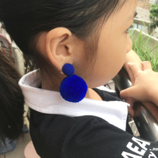 Cross-border Amazon AliExpress Earrings Earrings Spherical Sapphire Blue Earrings Pendant Dress-up Perforation-free