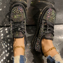 外贸大码亮片休闲平底单鞋女夏季新款百搭透气一脚蹬乐福鞋批发