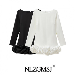 Autumn 2024 New Women's Clothing European and American Style Fashion Simple Ballet Style Dress Long Sleeve dress