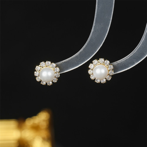 Elegant vibe water diamond pearl earrings, niche design versatile water diamond earrings earrings