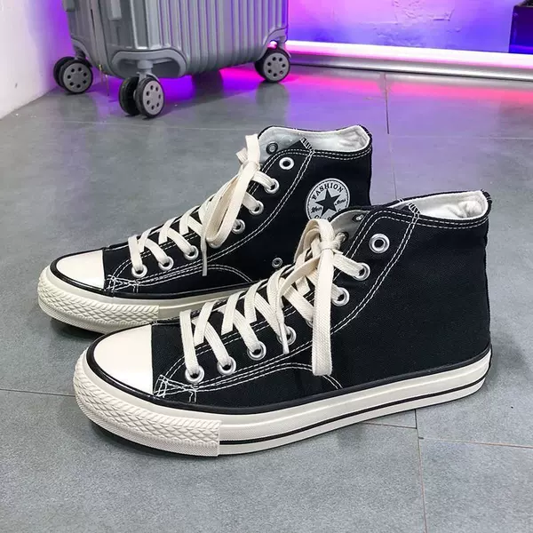 2026 Summer New High-Top Breathable Sneakers Casual Shoes Lightweight Versatile Canvas Shoes Student Campus Flat Cloth Shoes