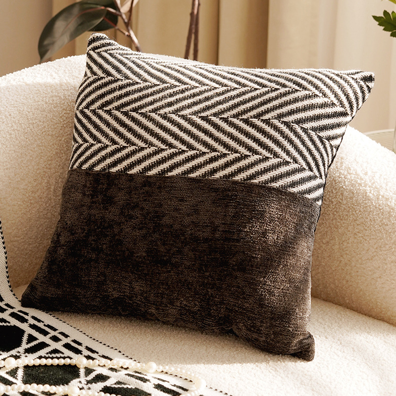 ins nórdico francés lujo negro y blanco retro almohada sofá sala de estar superior almohada cojín cabezal de cama respaldo