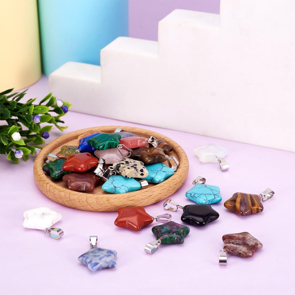 Colgante de piedra de estrella de color natural colgante de amatista de estrella de color pentagramas colgante de estrella de cielo colgante DIY joyas artículos