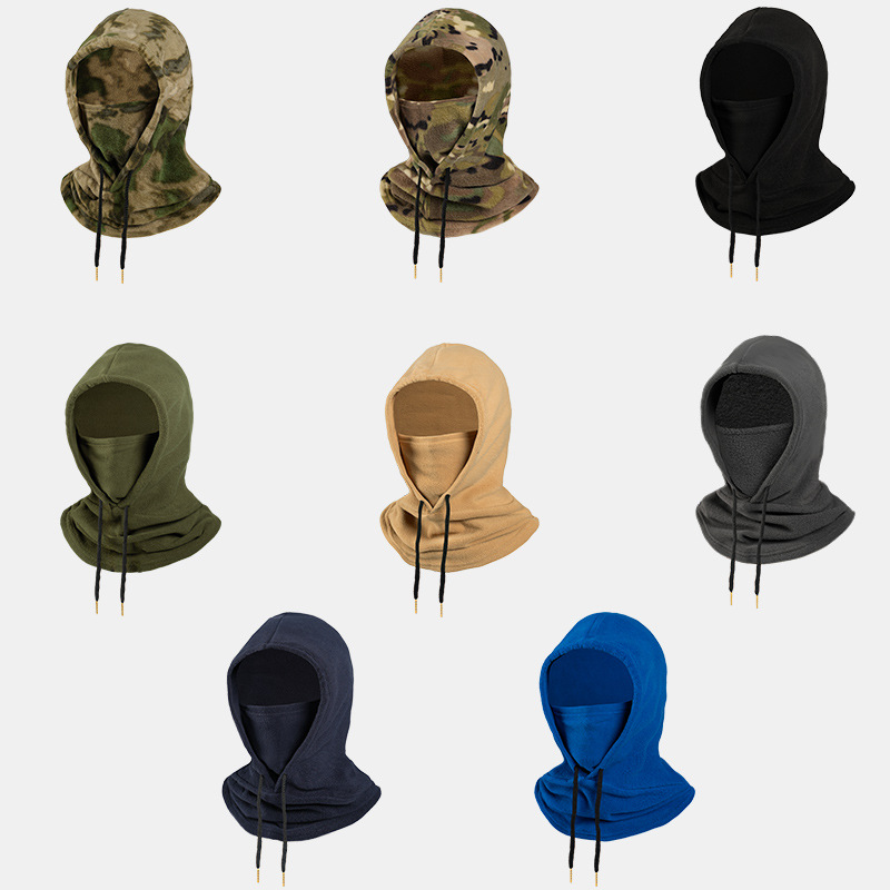 Otoño y invierno al aire libre camuflaje de terciopelo calentamiento sombrero guisante para hombres y mujeres máscara de terciopelo a prueba de viento y frío
