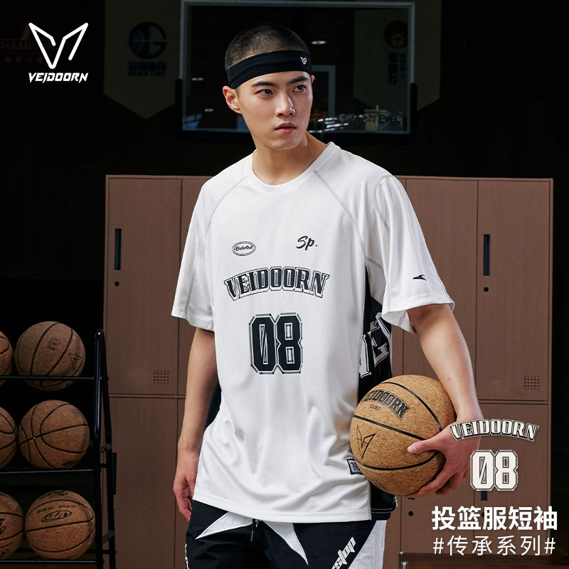 Баскетбольная форма Weidong Heritage с короткими рукавами, мужская летняя футболка для американского баскетбола, тренировочная форма, спортивный бег, дышащий топ, модный V
