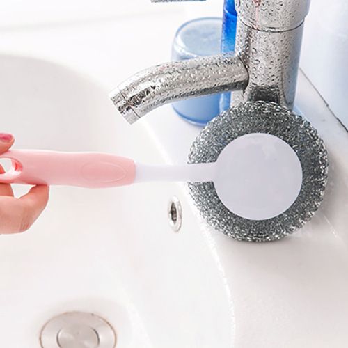 Pot-washing and pot-wiping artifact cleaning steel wool dishwashing brush housework life kitchen supplies long-handled brush