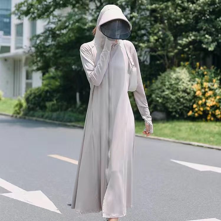 女性用日焼け止め服 2025 夏の日焼け止め服女性のアウターウェアロング抗 UV アイスシルク通気性日焼け止め軽量ジャケット|undefined