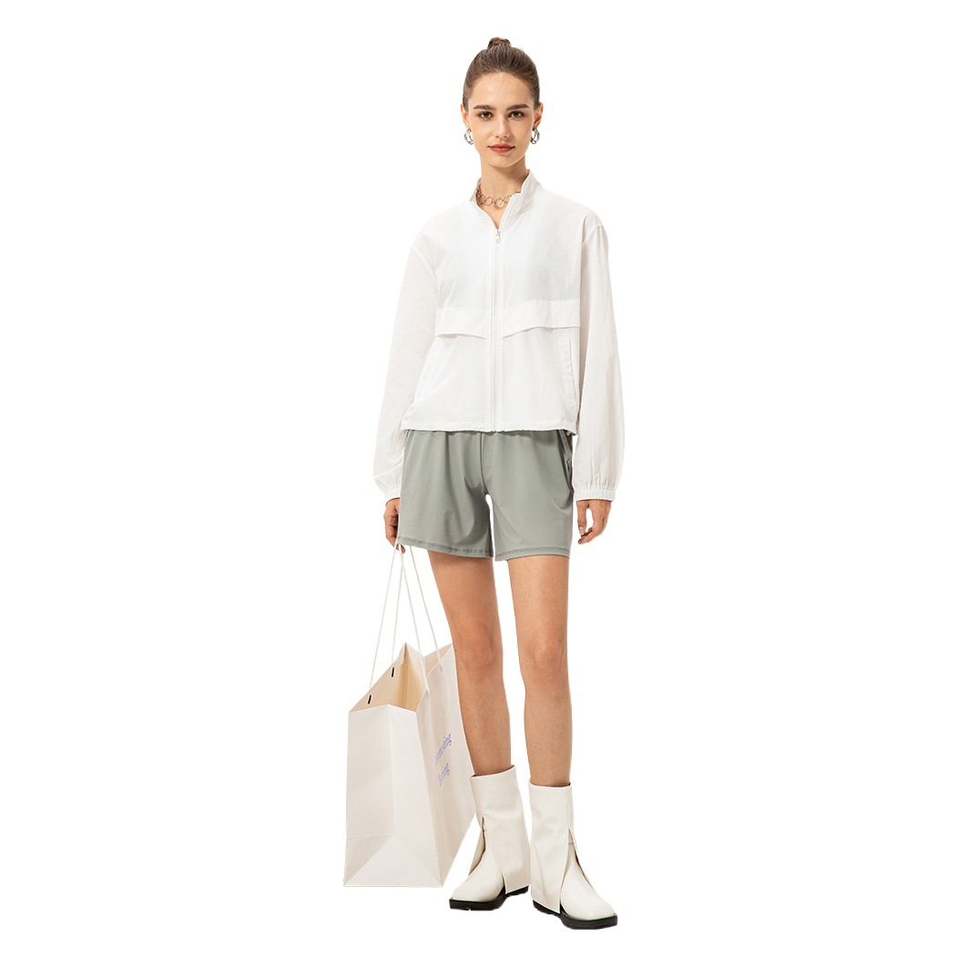 New outdoor sports trench coat female loose casual yoga suit zipper stand collar running fitness coat 22617