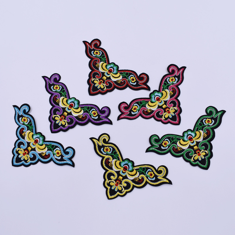 新品少数民族风刺绣布贴三角型古典补丁服装贴花装饰 P2103#烫花