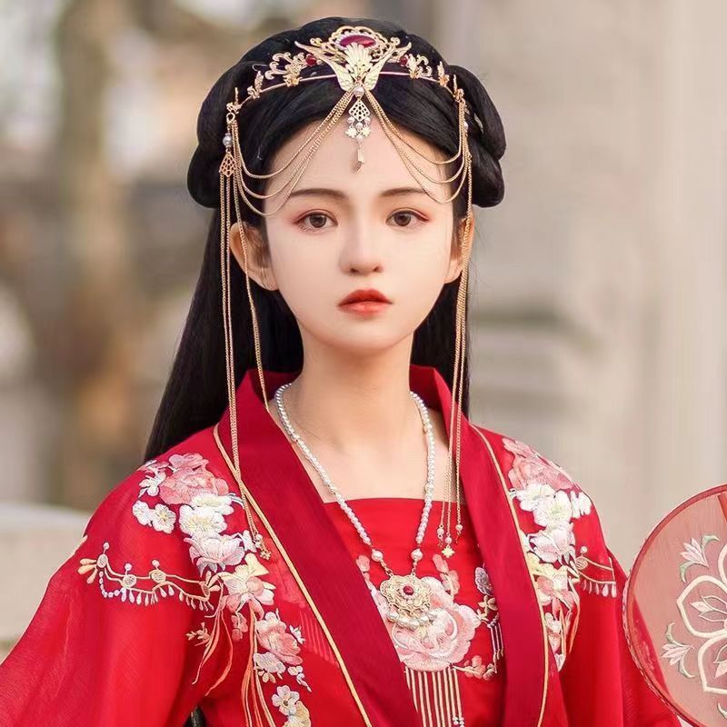 古装汉服软缨络项链珍珠琉璃配饰复古宫廷古风发饰如意锁项圈日常-阿里巴巴