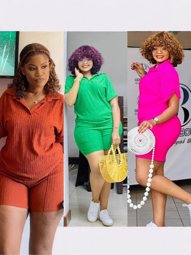 Free Shipping Cross-border Amazon: Stylish & Casual Solid-Color Women's Short-Sleeve Suit—Loose Fit, Perfectly Versatile for Europe and America