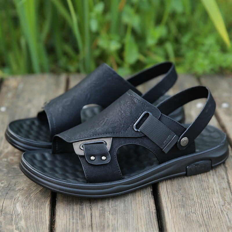 Breathable Leather Sandals For Men Extra Large Size Outdoor Sole_voghion.com