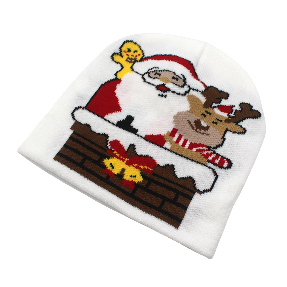 Nuovo Natale per la decorazione autunnale e invernale, caldo cappello lavorato a maglia, cappello di lana con renna di Babbo Natale_voghion.com