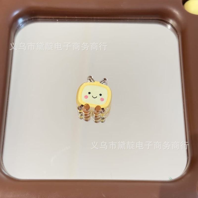 卡通笑脸面包奶茶浮雕串珠 diy发绳饰品配件手机链包挂钥匙扣材料|undefined