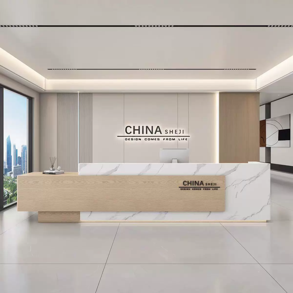 公司烤漆前台接待台简约柜台酒店收银台工作台办公室艺术培训柜台