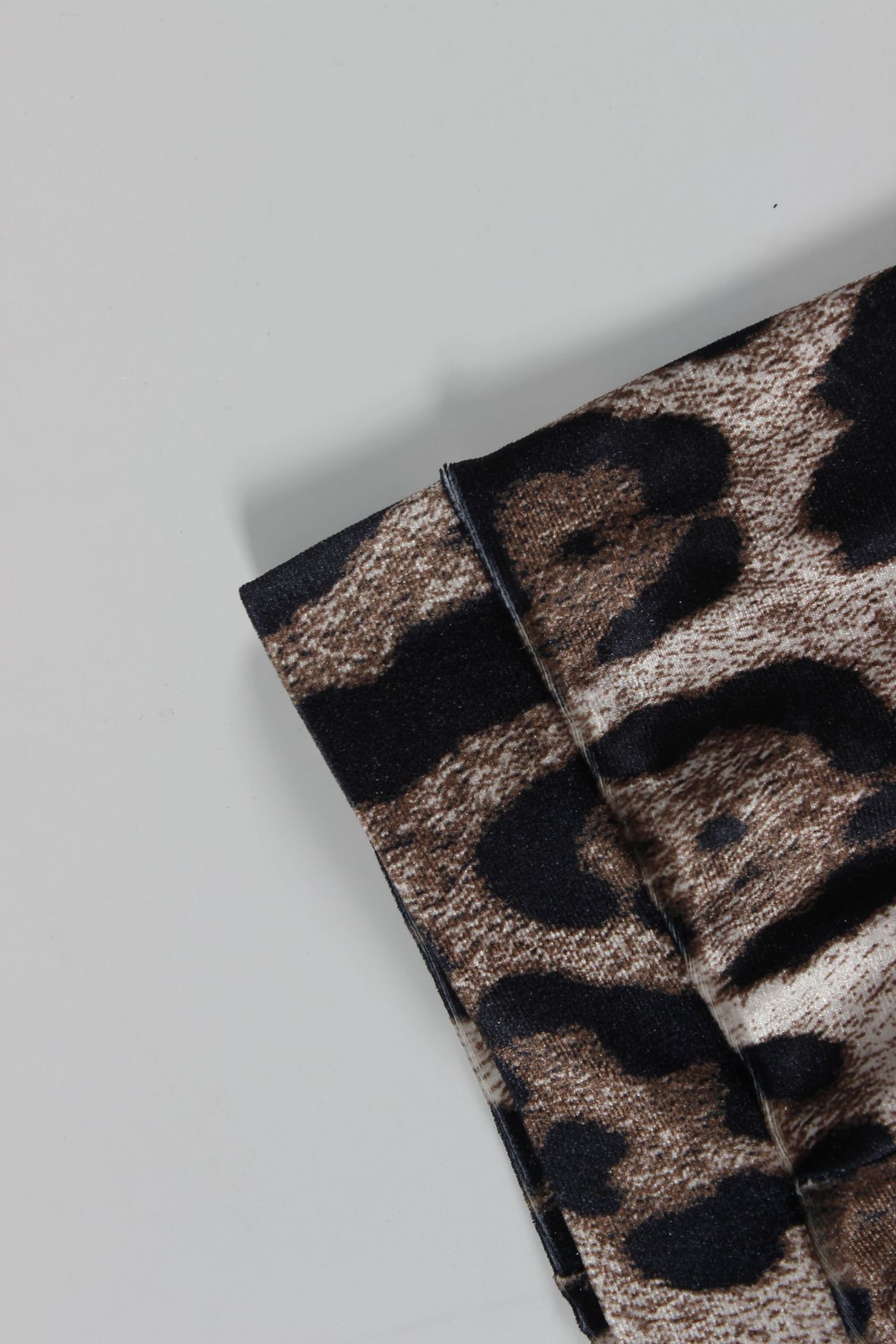 Fall Leopard Splicing Slim Fit Sexy Sexy Cropped Long Sleeve Top Trousers Two Piece Sets