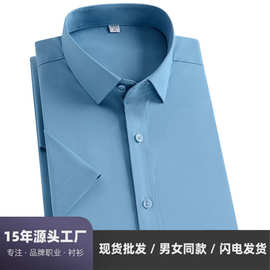 男士短袖衬衫弹力免烫商务正装加肥加大职业休闲时尚衬衣薄款