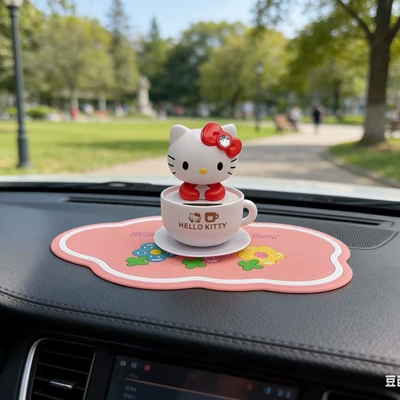Car Accessories Dashboard Ornament: Car ornaments - red-kt-cat-pink-anti-slip-mat