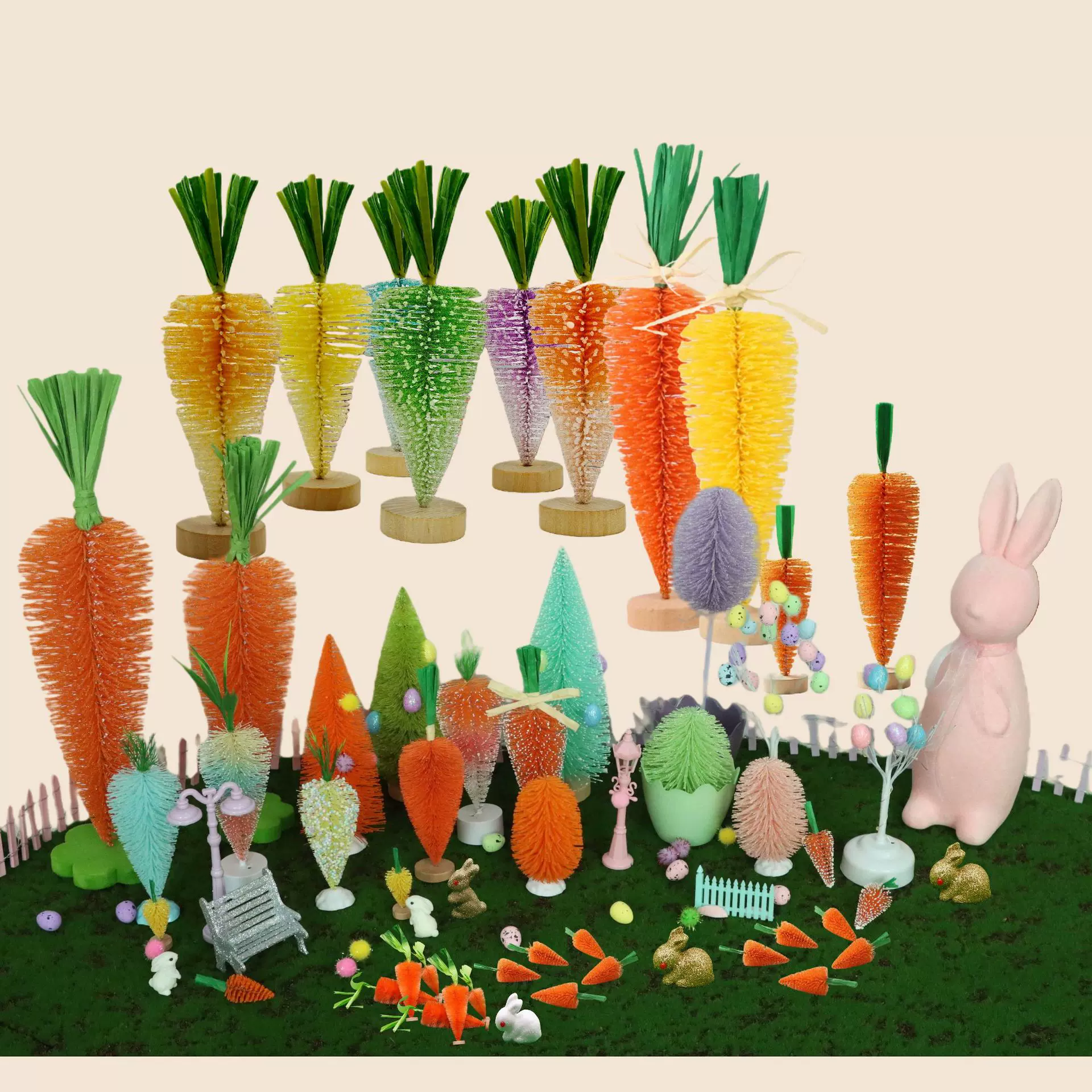 跨境复活节新品创意胶丝胡萝卜节日派对家居氛围桌面装饰摆件道具