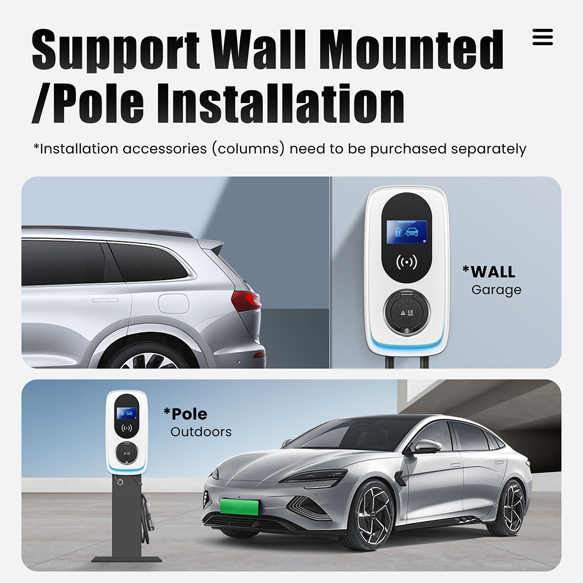 European standard 7kW-22kW home-use new energy vehicle wall-mounted and column-mounted AC charging station with scheduled charging