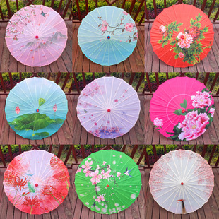 Chinese Style Oil Paper Umbrella Props Dance Umbrella Performance Stage Silk Cloth Decoration Cos Ancient Style Craft Umbrella Classical Jiangnan