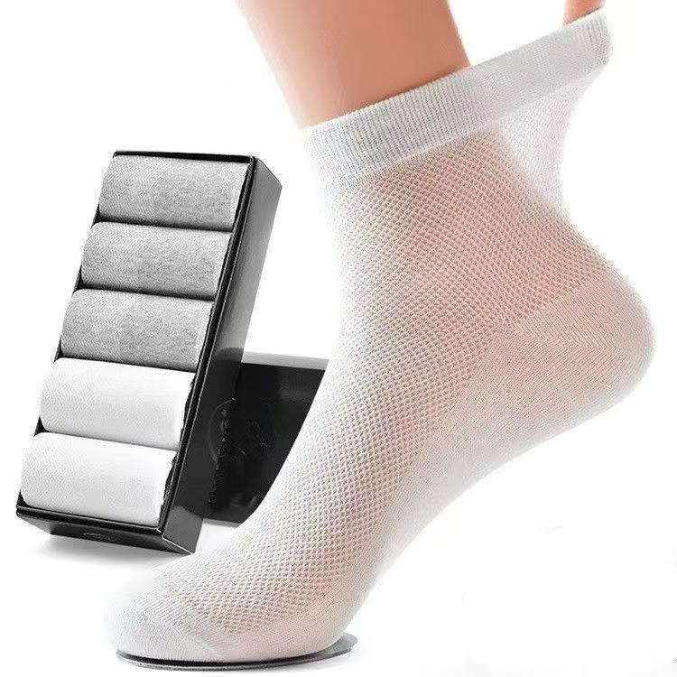 Calcetines de hombre primavera y verano blanco y negro gris calcetines de barco de color sólido calcetines de hombre malla ligera calcetines invisibles calcetines de moda para hombres