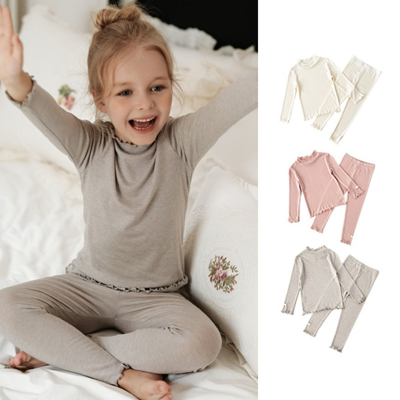 Children's Home Wear 2026 Spring and Autumn New Merino Wool Baby Set Autumn Clothes and Pants Pajamas Home Wear