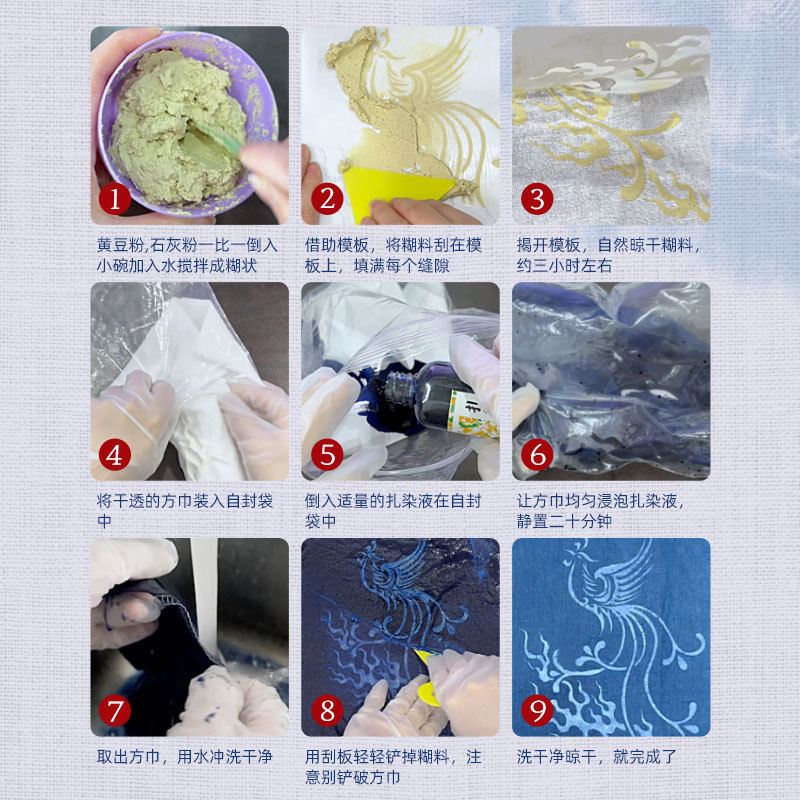 糊染めプリント中空テンプレート手作り DIY ツール材料パッケージ中国風子供絞り絵画と転写ツール|undefined