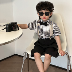 兒童背帶套裝2023春夏新款六一表演服童裝韓版洋氣童裝男童禮服