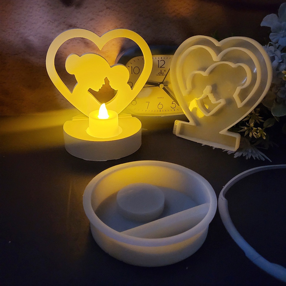 S1116 Love Mother and Child Plug-In Decorative Cement Gypsum Mold DIY Silicone Mold