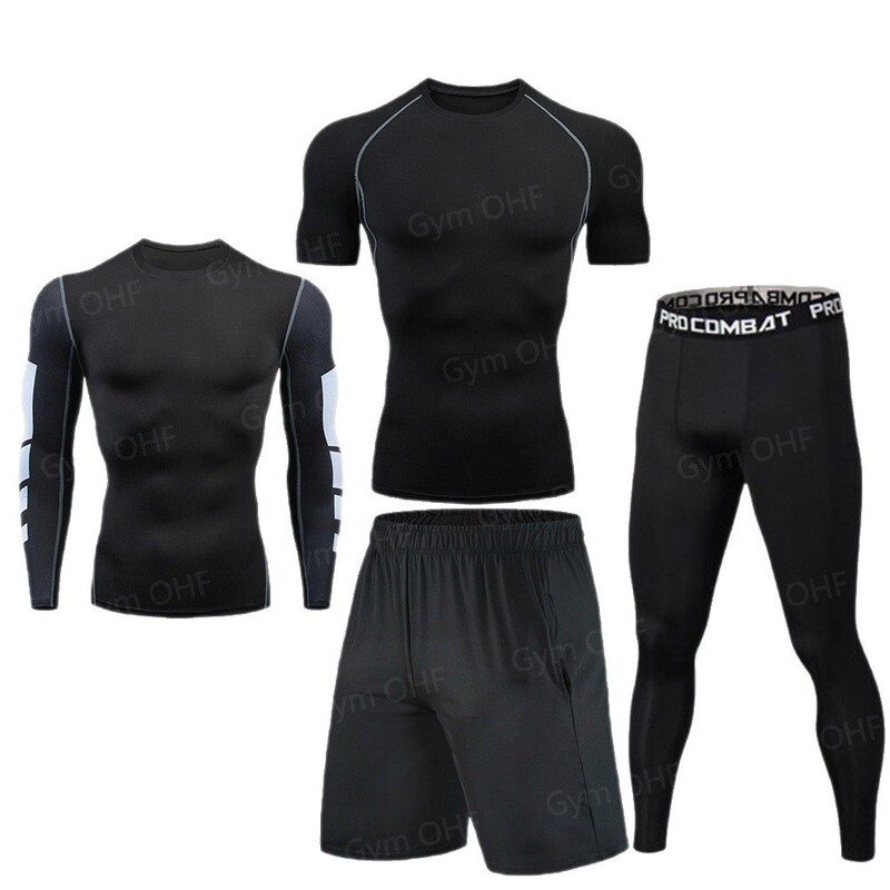 Muscle Sports Fitness Men's T-Shirt Jogger Gym Bodybuilding Quick-Drying Breathable Tight-Fitting Round Neck Suit Muscle Sports Fitness Men's T-Shirt Jogger Gym Bodybuilding Quick-Drying Breathable Tight-Fitting Round Neck Suit