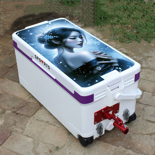 45-Liter Front-Loading Fishing Box for Catching Blue Fish, with a Beautiful Woman Image, Four-Legged Adjustable Height, Can Be Installed Later, Contact Customer Service for Delivery
