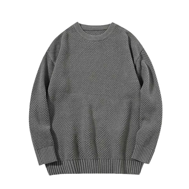 Pesado japonés retro cuello redondo piña Plaid suéter hombres Otoño e Invierno casual suelta engrosada perezoso pareja suéter