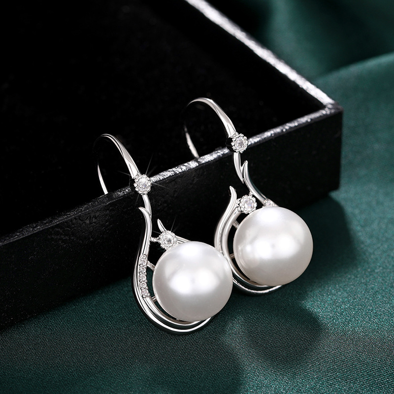 Copper Material Copper Elegant Simple Style Inlay Geometric Artificial Pearls Zircon Earrings Necklace