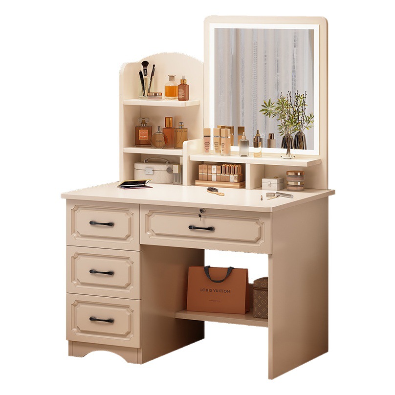 Tocador para apartamentos pequeños con espejo, almacenamiento y maquillaje, todo en uno, tocador moderno y sencillo de estilo europeo para dormitorio principal