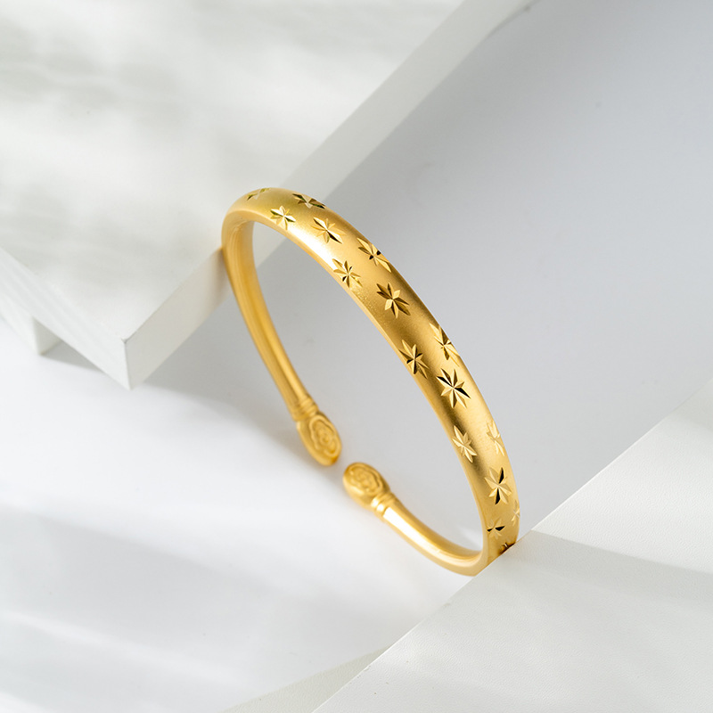 Pulsera de oro de arena antigua de alta calidad, tienda de oro, el mismo párrafo, imitación de joyas de oro de 24k, pulsera abierta gypsophila, pulsera femenina