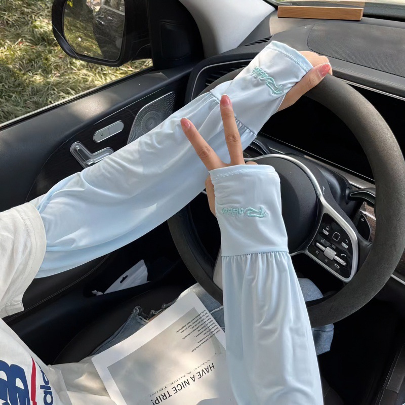 Thin ice driving gloves, loose-fitting summer driving sleeve covers for outdoor cycling, breathable long driving sunshade arm covers