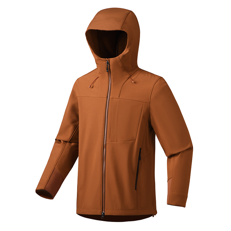 2025 Men's Softshell Jacket Mountaineering Jacket Hooded Integrated Waterproof Outdoor Sports Jacket Softshell