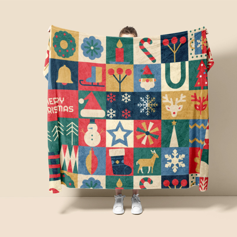 Navidad europea impresión digital franela mantas sofá suave mantas cálidas grandes cómodas al por mayor