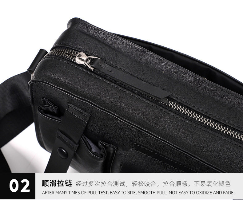 Túi đeo chéo nam da bò lớp đầu sức chứa lớn 27×9×18 cm — Màu đen chi tiết 17