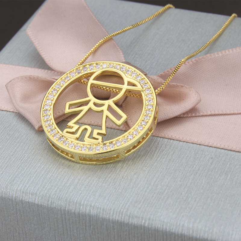 7g Weight Business, Birthday, Festival Occasion Copper Material Unisex Gender Plating Design Simple Style Style White, Gold Color Simple Rhinestone Circle Figure Copper Hollow Necklace Pendant 2