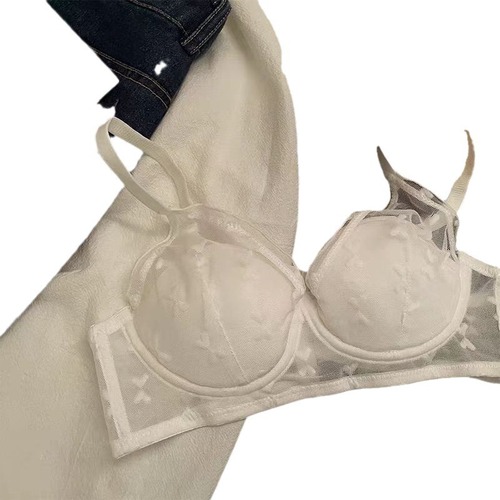 Japanese sweet lace underwear for female students in high school, junior high school, no rims, small breasts, anti-sagging thin breathable bra