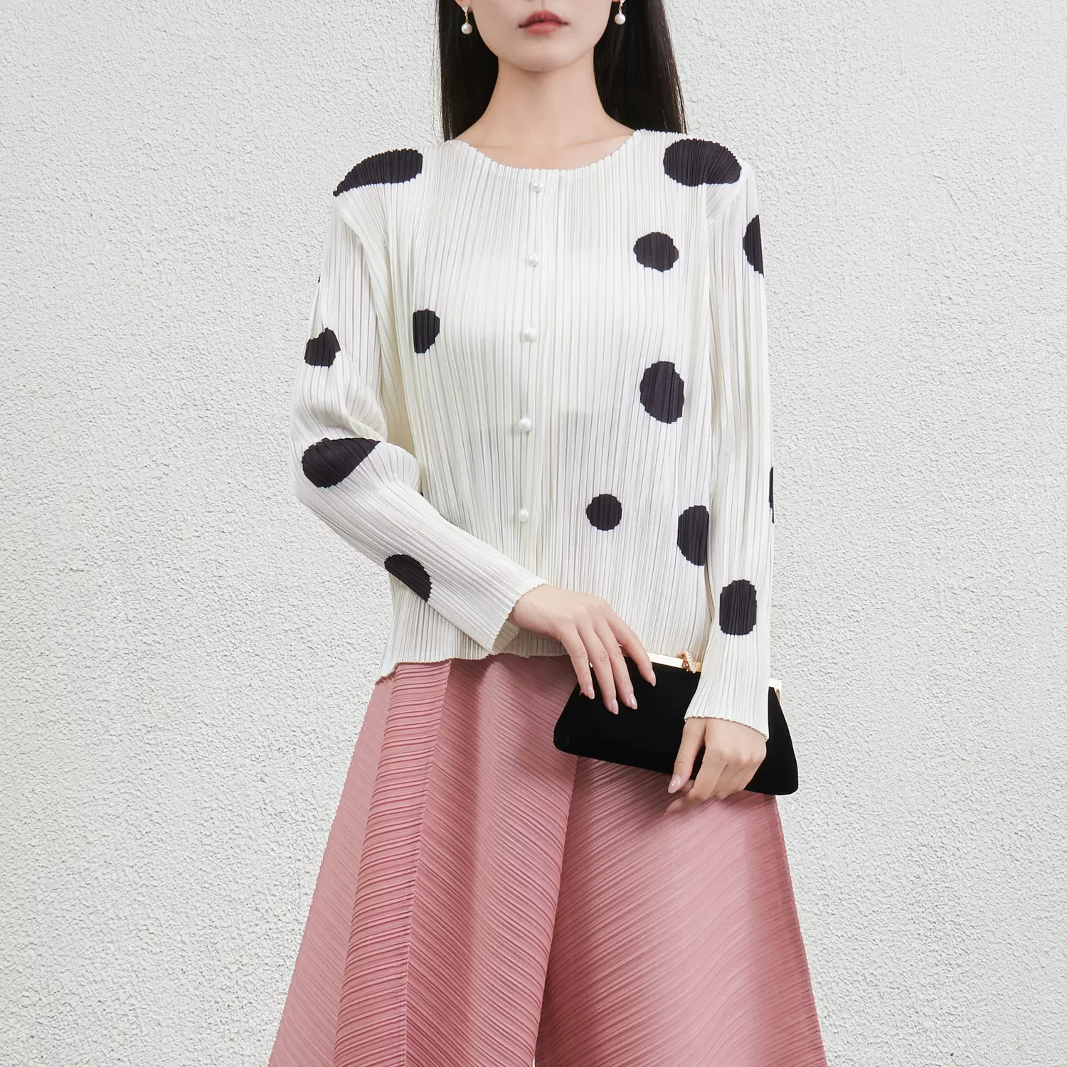 三宅风设计感宽松遮肉显瘦上衣复古减龄针织衫圆领高级感衬衫女