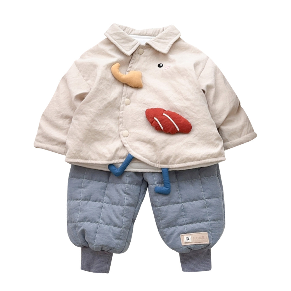 Traje de otoño e invierno para bebés, abrigo grueso y cálido, ropa de invierno acolchada, lindo y súper lindo, ropa de salida para bebés de 1 a 3 años